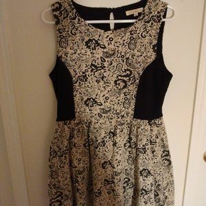 Black & White Floral & Paisley Print Rewind Dress